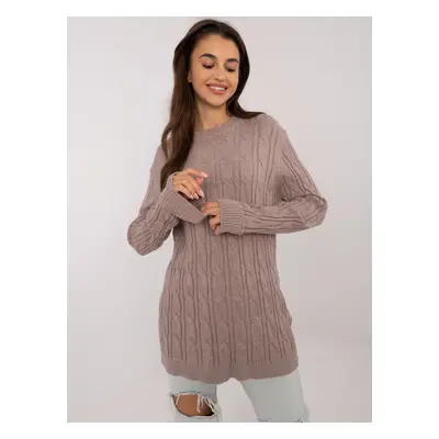 Dark beige sweater with a round neckline