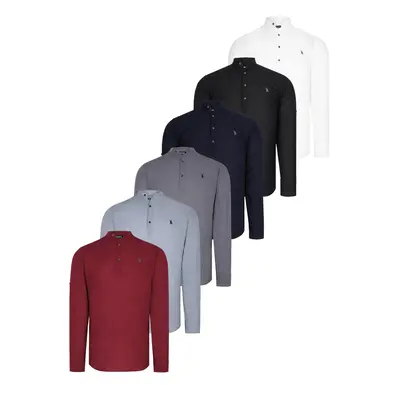 SET OF SIX G783 DEWBERRY JUDGE COLLAR SHIRT-BLACK-NAVY-ANTHRACITE-GRAY-BURGUNDY-KHAKI