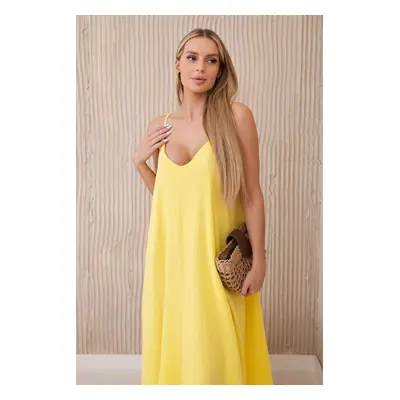 Muslin dress with yellow straps