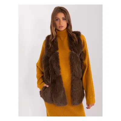 Dark brown fur vest with pockets