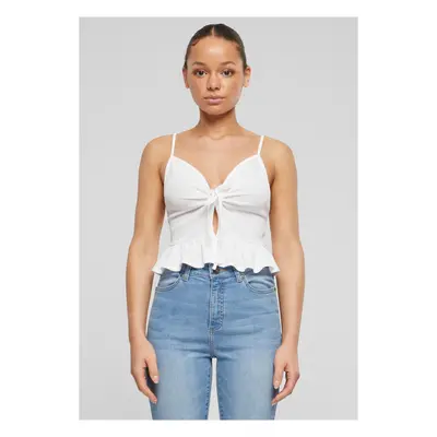 Women's top Waffle Pique Ruffle white