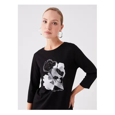 LC Waikiki Crew Neck Embroidered Long Sleeve Women's T-Shirt