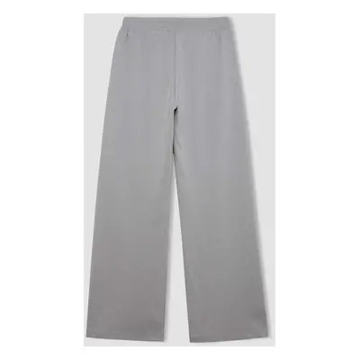 DEFACTO Wide Leg Pocket Basic Plain Wide Leg Grey Sweatpants D3759ax24au