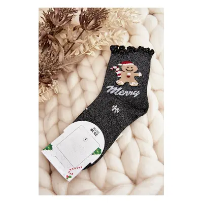 Women's Shiny Christmas Socks Black