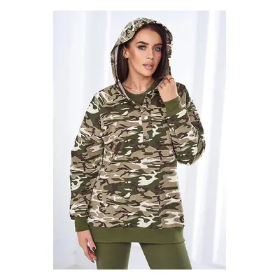 3-piece moor set of sweatshirt, top and leggings khaki + ecru