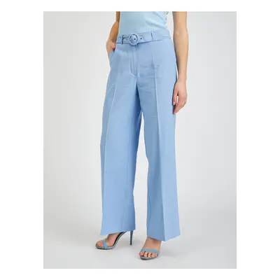 Orsay Light blue womens wide trousers with belt - Women