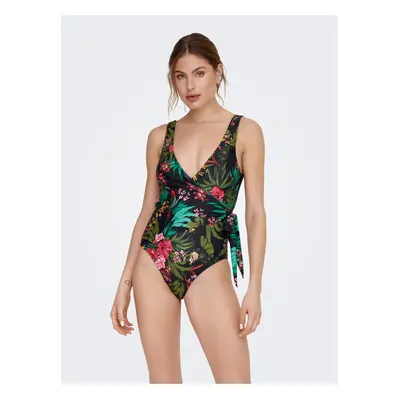 Black Women's One-Piece Swimwear with ONLY Julie Pattern - Women