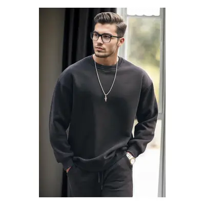 70650 Dewberry Oversize Men Sweatshirt-BLACK