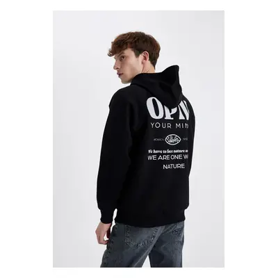 DEFACTO Oversize Wide Pattern Back Printed Hooded Sweatshirt