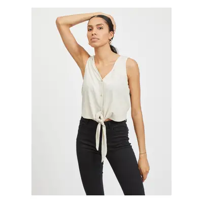 Creamy Short Top with Tie VILA Anika - Women