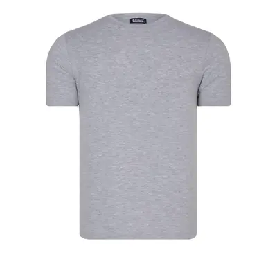 T8569 DEWBERRY BIKE COLLAR MENS T-SHIRT-PLAIN GREY