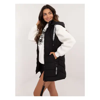 Black quilted women's vest with zip