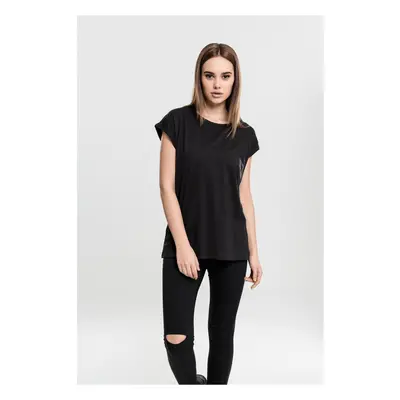 Women's T-shirt with extended shoulder black