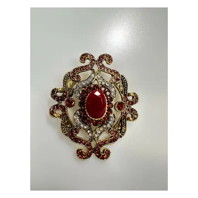 Brooch XZ459-107 gold + red