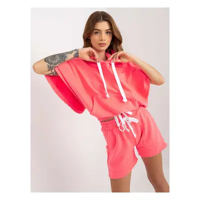 Fluo pink summer basic tracksuit with shorts