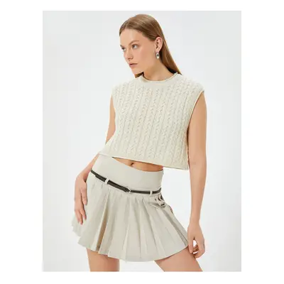 Koton Patterned Round NecK Short Hair Knitted Sweater