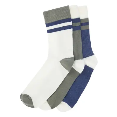 Trendyol Multi-Colored Unisex 3-Pack Cotton Striped Sock-Long Socks