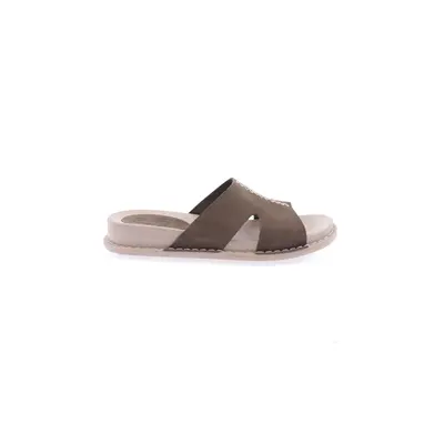 DGN P33-23y Women's Slippers Genuine Leather Khaki Nubuck