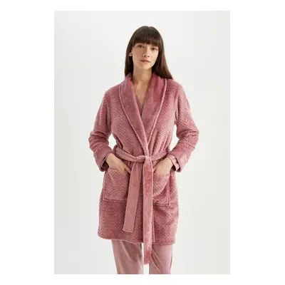 DEFACTO Fall in Love Welsoft Plush Belted Long Dressing Gown