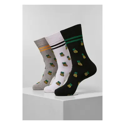 Recycled pineapple socks 3-pack white/heather grey/black