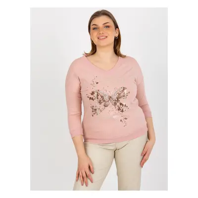 Light pink blouse with V-neck print