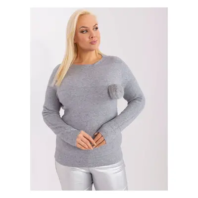 Plus size grey casual knit sweater