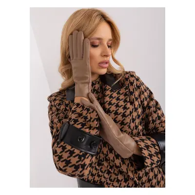 Dark beige elegant women's gloves