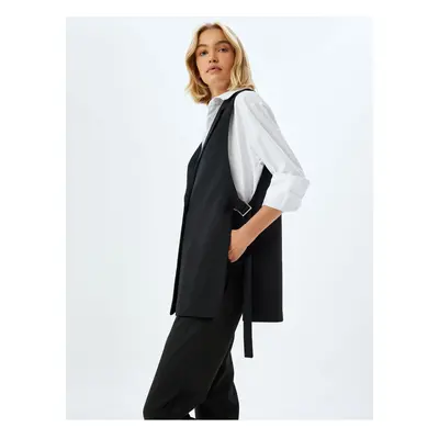 Koton Single Button Belted Blazer Vest