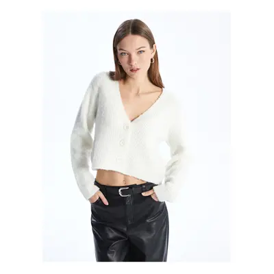 LC Waikiki V-Neck Plain Long Sleeve Women's Knitwear Cardigan