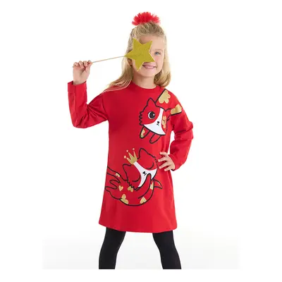 Denokids Glitter Cat Girl's Red Dress