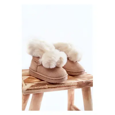 Children's youth warm snow boots Light beige Roofy