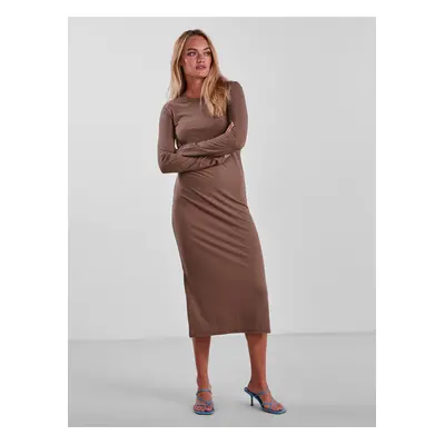 Light Brown Ribbed Sweater Mididress Pieces Kylie - Women