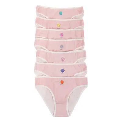 White and pink women's panties with inscriptions 7-pack