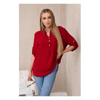 Women's blouse with a longer back - burgundy