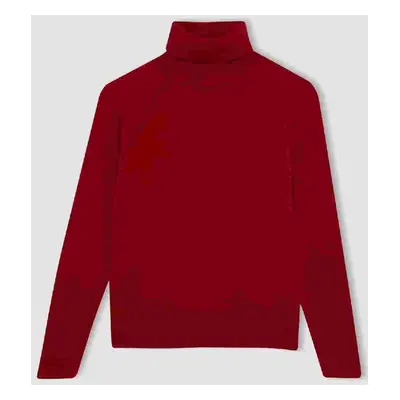 DEFACTO Girl October Republic Day Red Turtleneck Basic Plain Knitwear Sweater