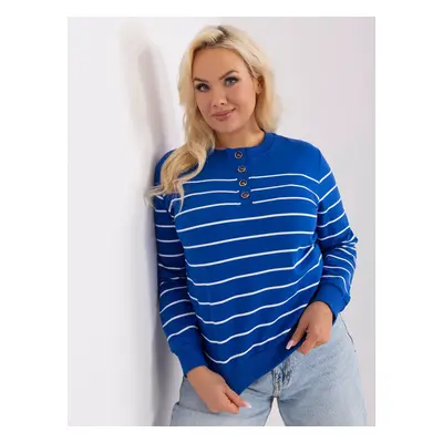 Plus Size Cotton Blouse Cobalt Blue