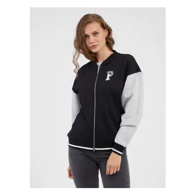 Womens Zipped Gray-Black Zipper Sweatshirt Puma Squad Track - Women