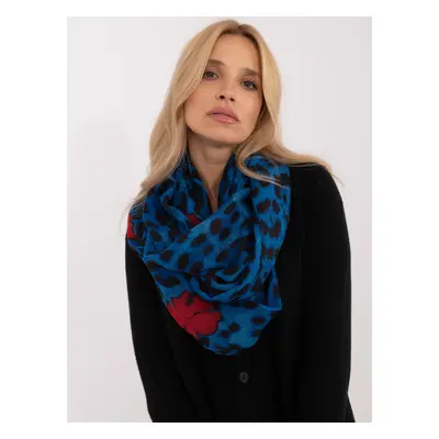 Dark blue women's scarf with leopard print