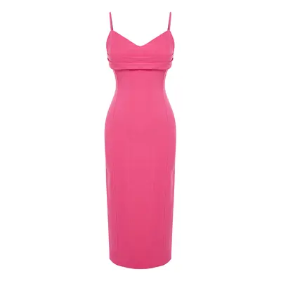 Trendyol Fuchsia Fitted Stylish Woven Evening Dress