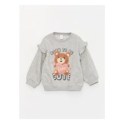 LC Waikiki Crew Neck Printed Baby Girl Sweatshirt