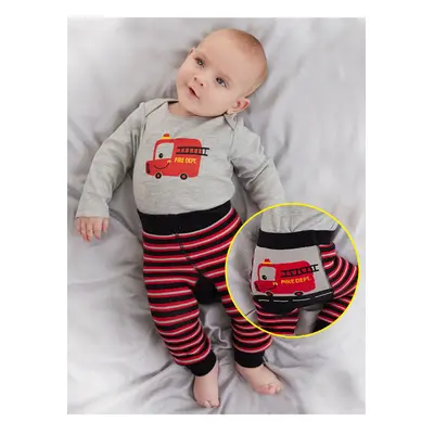 Denokids Fire Brigade Baby Boy Body Tights-Pants Set