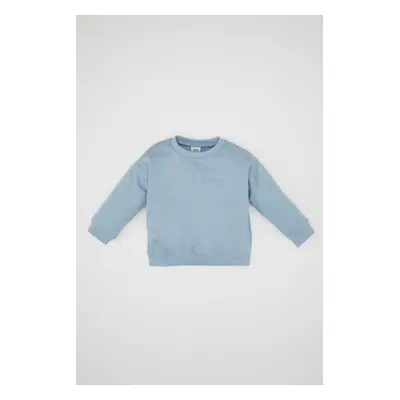 DEFACTO Baby Boy Blue 100% Cotton Regular Fit Crew Neck Sweatshirt