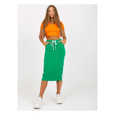 Basic green sweatshirt midi skirt with binding RUE PARIS