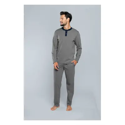 Profit pajamas with long sleeves, long pants - medium melange