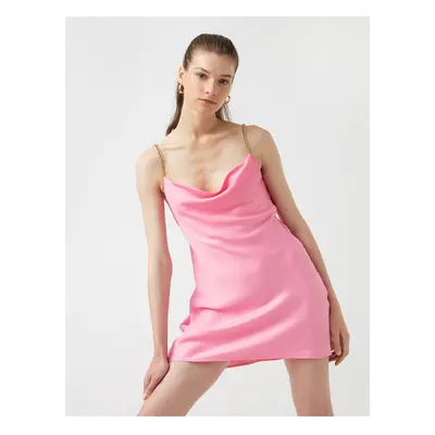 Koton Mini Satin Dress with Chain Strap