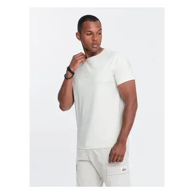 Ombre Men's cotton T-shirt with delicate embroidery - cream