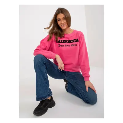 Fuchsia sweatshirt without hood with slogans