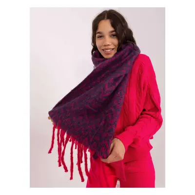 Navy blue and pink women's scarf with patterns