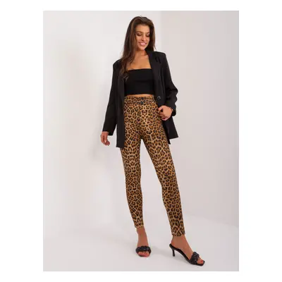 Brown and black leggings with animal print