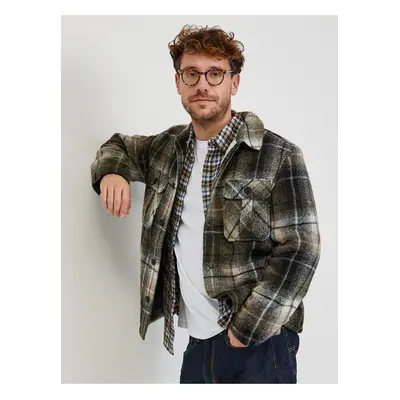 Green men's plaid shirt jacket LERROS - Men